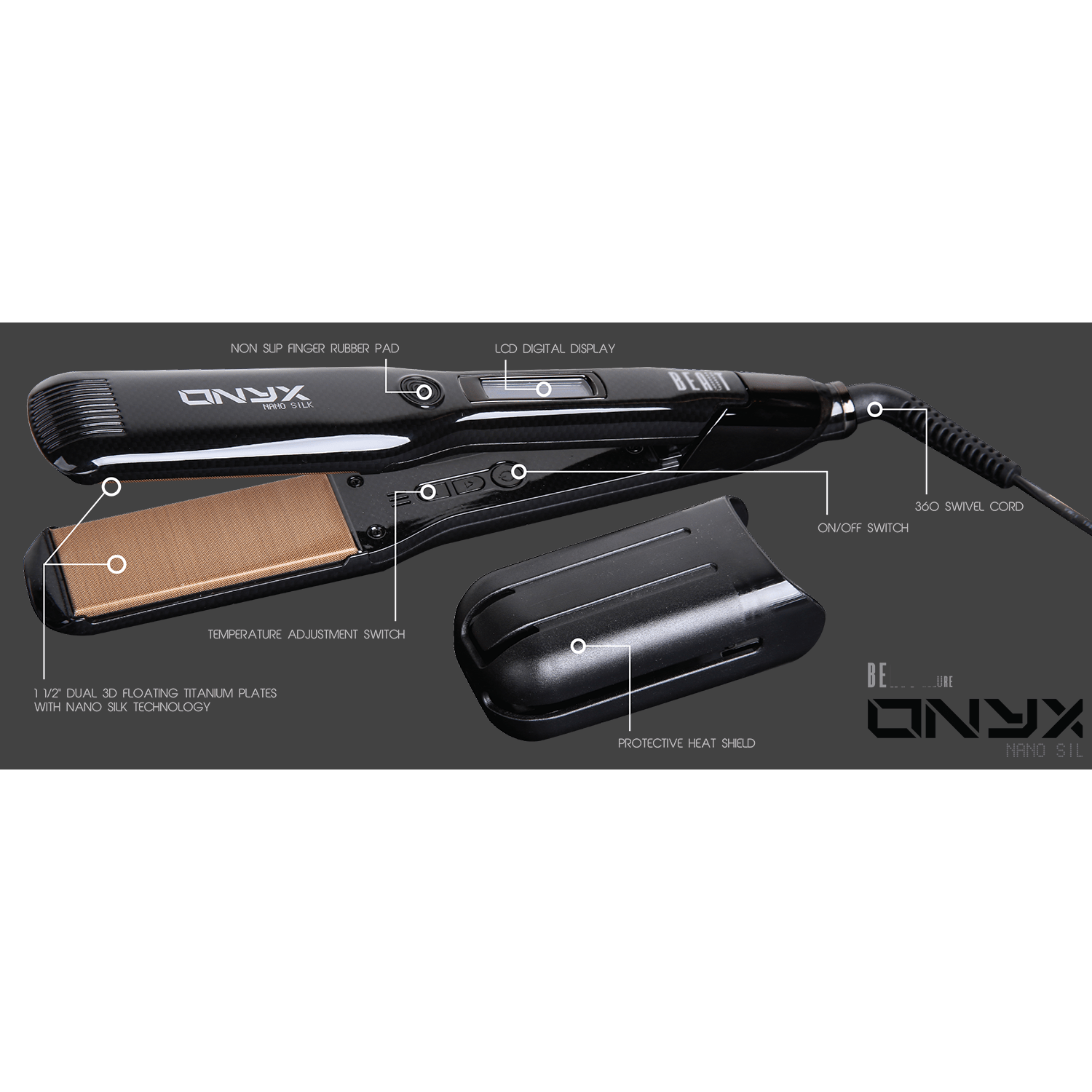 BEAUT ALLURE ONYX NANOSILK 450 DEG FLAT IRON 1 1/2" - VIP Extensions