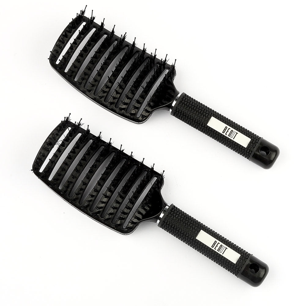 BEAUT SELECT CURVED VENT BRUSH BLACK WITH BRISTLES