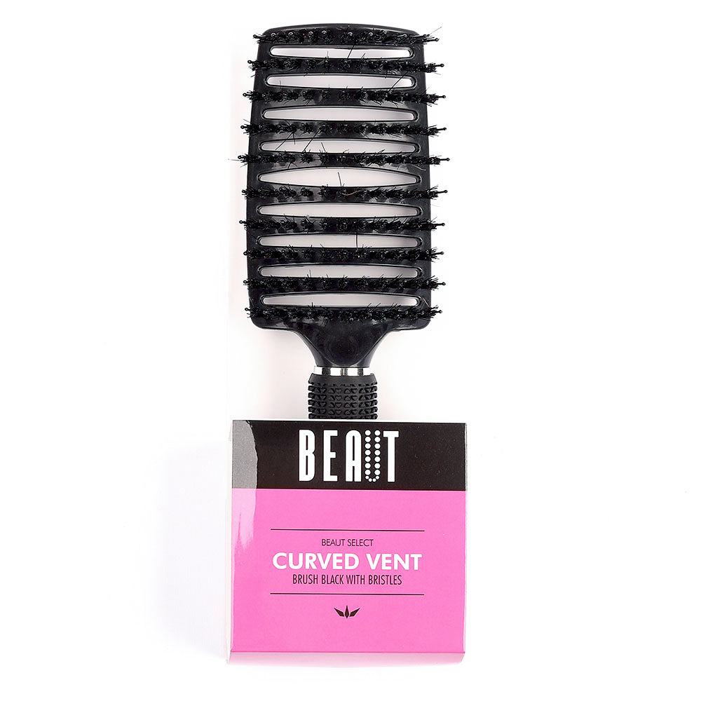 BEAUT SELECT CURVED VENT BRUSH BLACK WITH BRISTLES