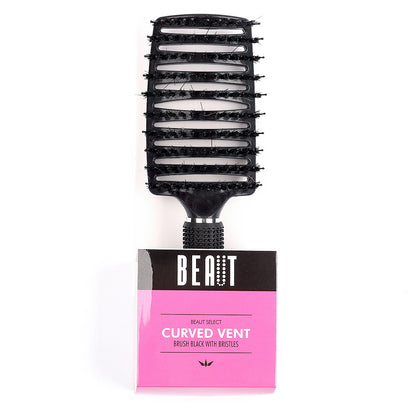 BEAUT SELECT CURVED VENT BRUSH BLACK WITH BRISTLES