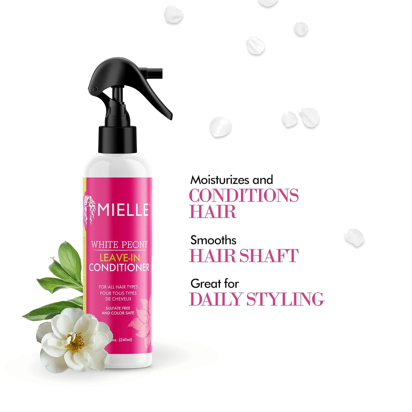 Mielle Organics White Peony Sulfate-Free Leave-In Conditioner, Color Safe, 8oz