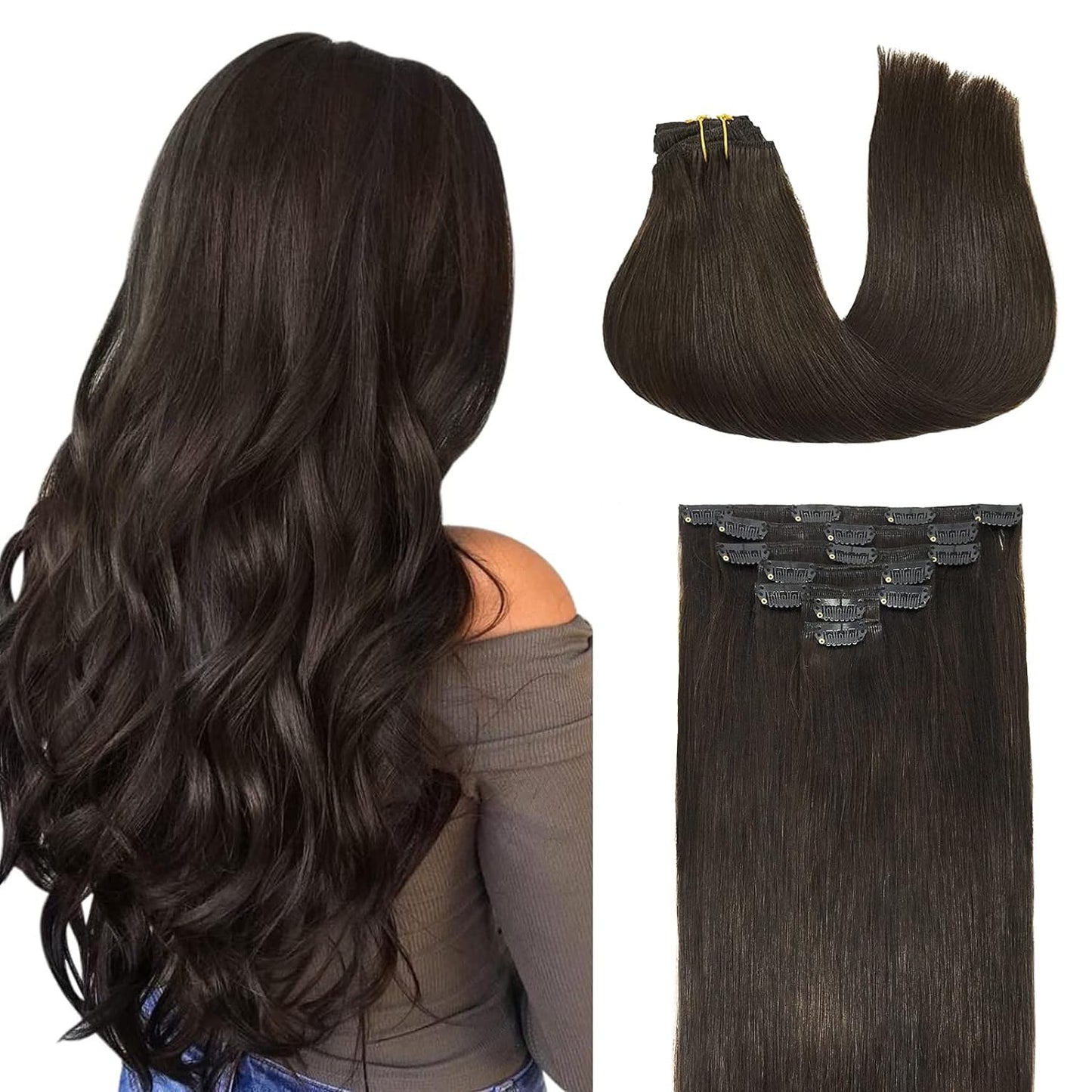 VIP Clip Extensions / Silky Straight - 18" (140 g ) ClipeX System