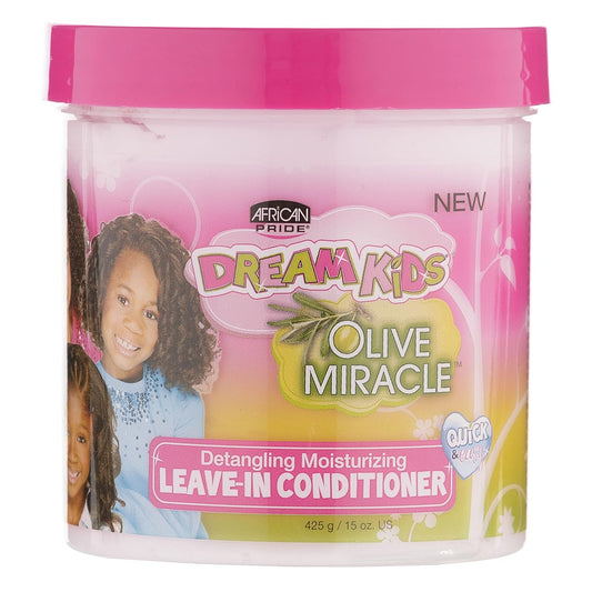 African Pride Dream Kids Olive Miracle Detangling Moisturizing Leave-In Conditioner - Contains Olive Oil, Moisturizes & Nourishes Coils & Hair Curls, 15 Oz