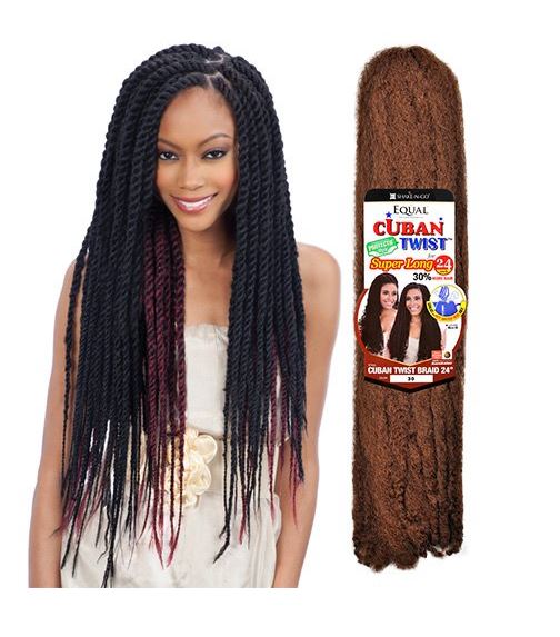 Freetress Equal Synthetic Hair Braids Double Strand Style Cuban Twist Braid 24" - VIP Extensions