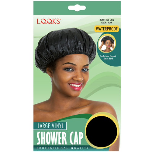 LQQKS LARGE VINYL SHOWER CAP BLACK - VIP Extensions