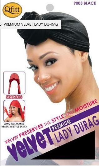 PREMIUM VELVET LADY DU-RAG BLACK - VIP Extensions