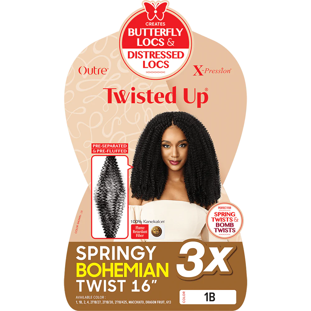 Outre X-Pression Twisted Up Crochet Hair - 3x Bohemian Twist 16" - VIP Extensions